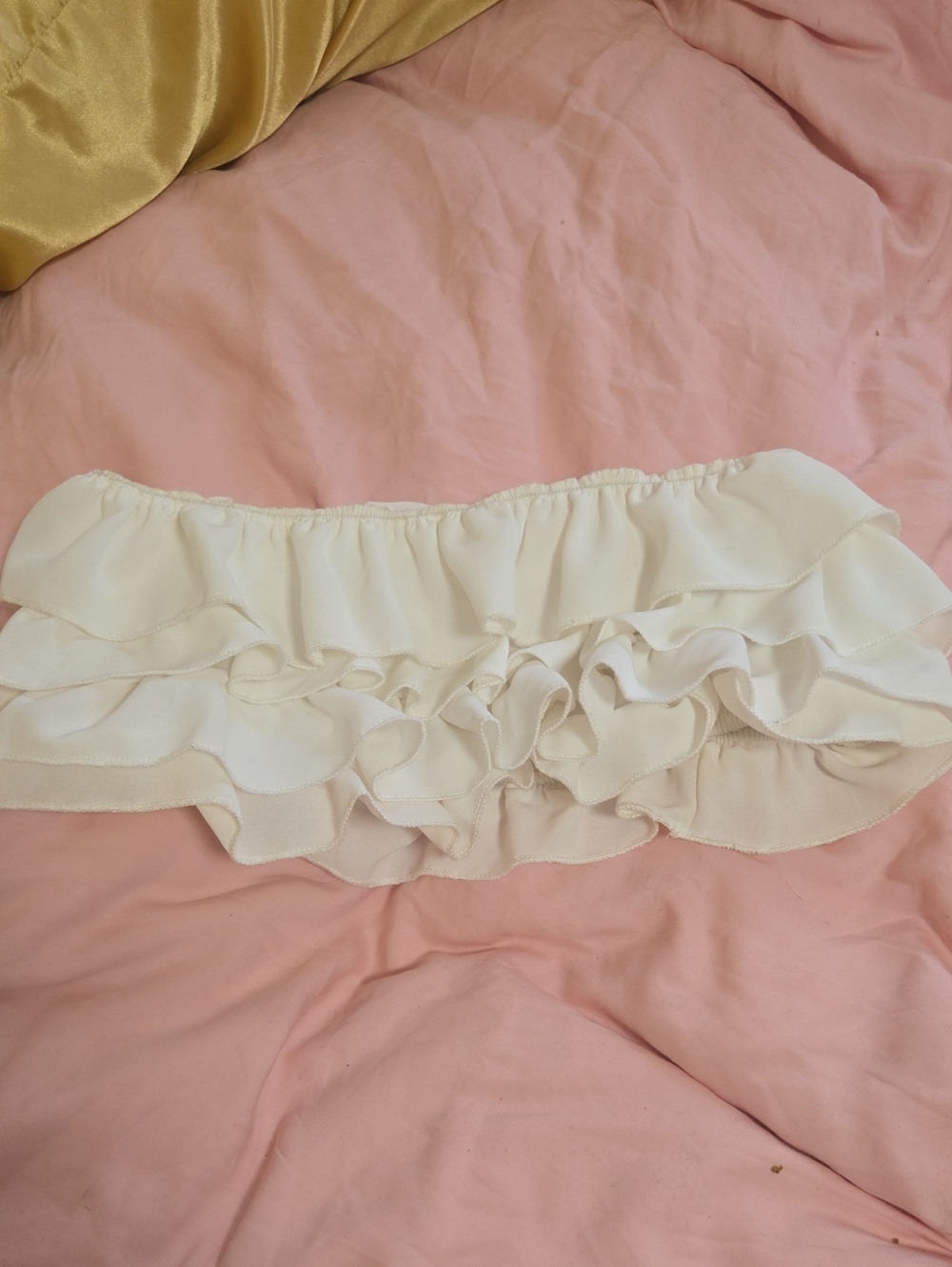 SHEIN Cream Ruffle Bandeau Top